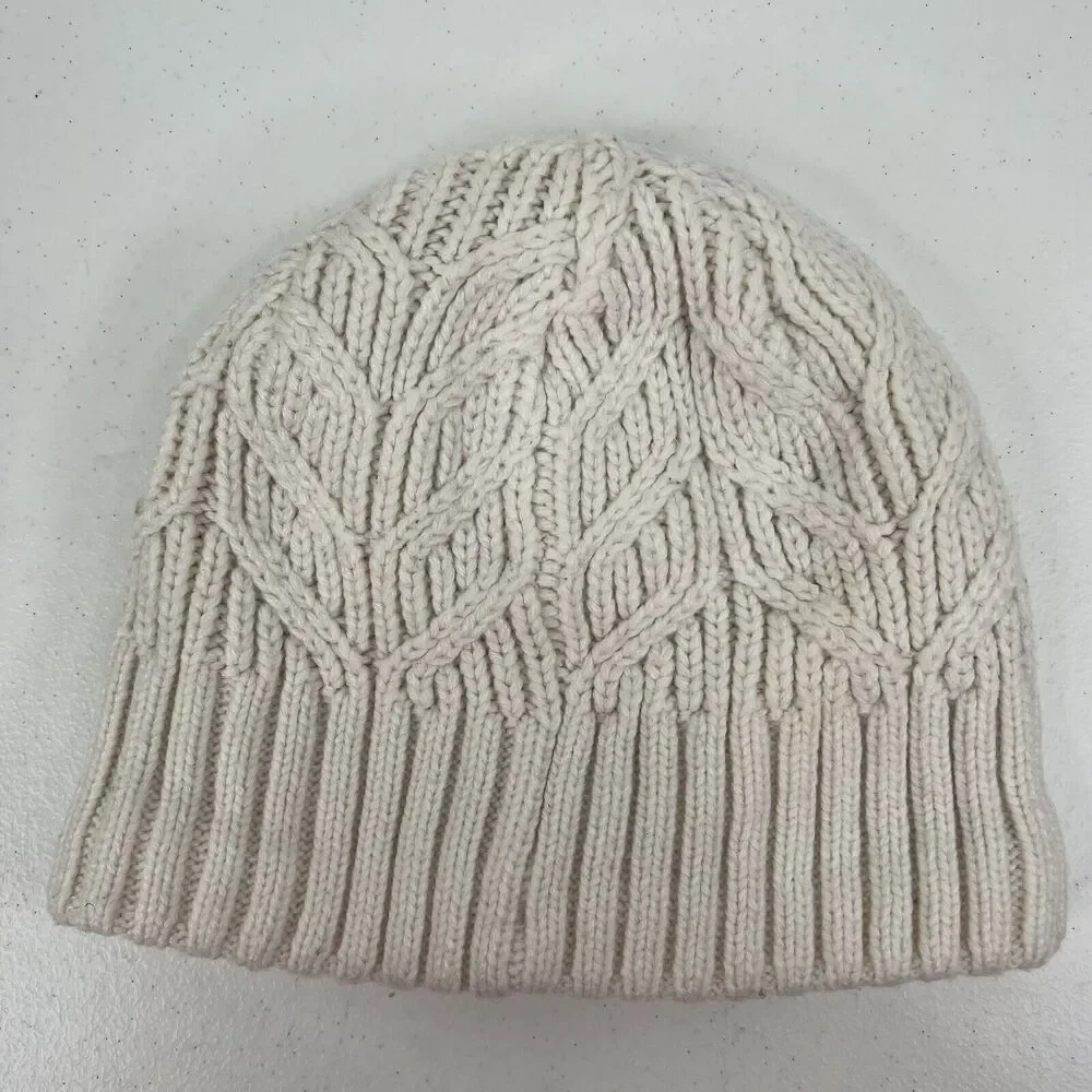 Under Armour Women’s UA Around Town Beanie Knit Cream Fleece Lined‎ Warm OSFM